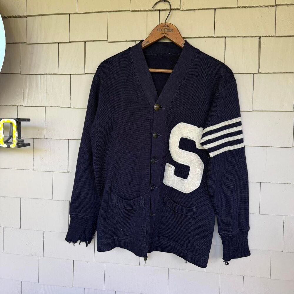 American-vintage Men's Navy and Blue Cardigan
